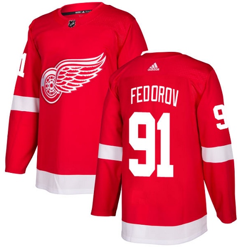 Adidas Men Detroit Red Wings #91 Sergei Fedorov Red Home Authentic Stitched NHL Jersey->detroit red wings->NHL Jersey